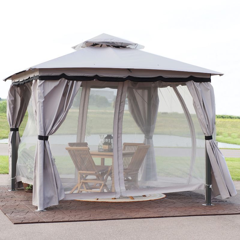 Sunnydaze Soft Top Rectangle Patio Gazebo with Screens and Privacy Walls for Backyard, Garden or Deck, 3 of 16