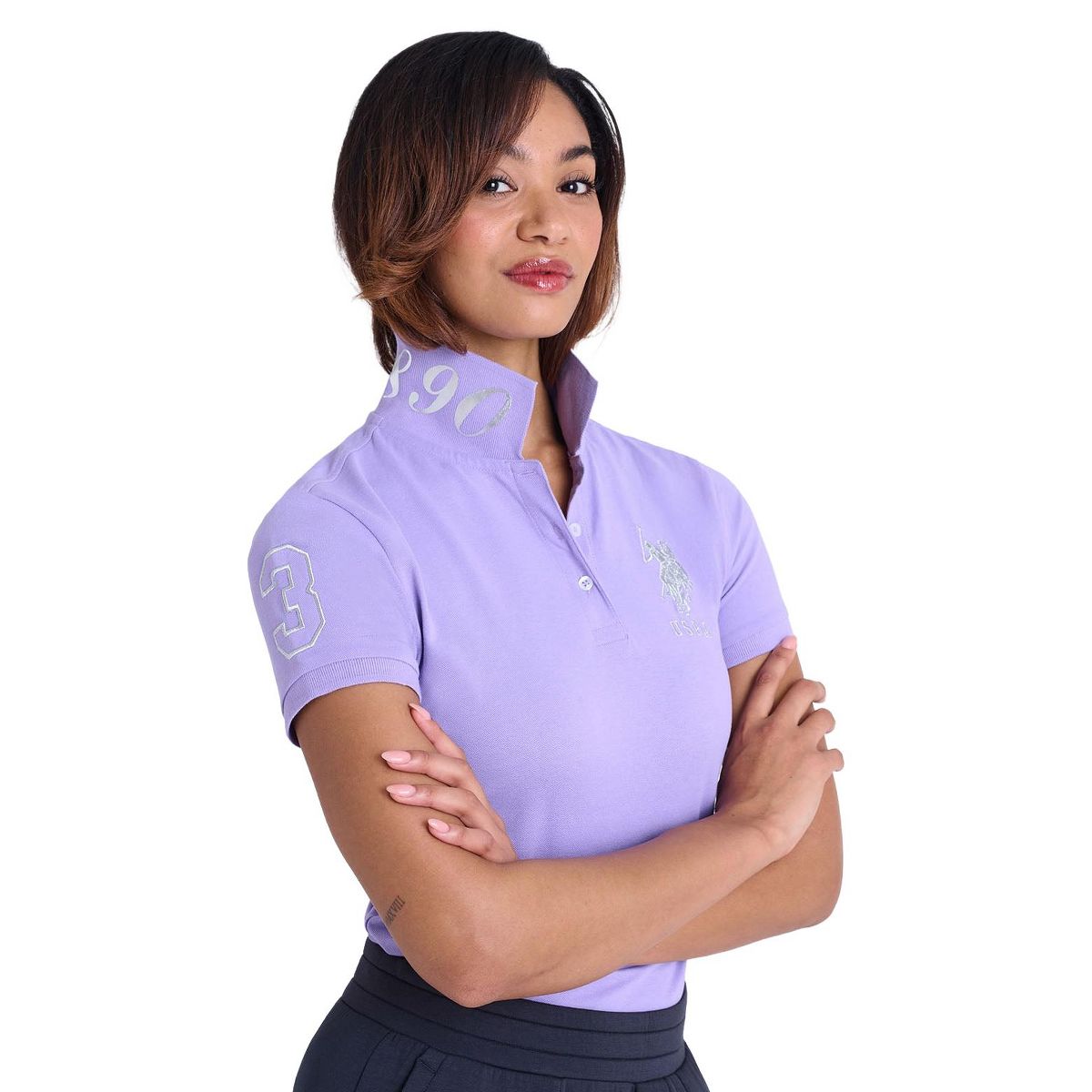 U.S Polo Assn. Women's Metallic Print Polo Shirt - thumbnail 9