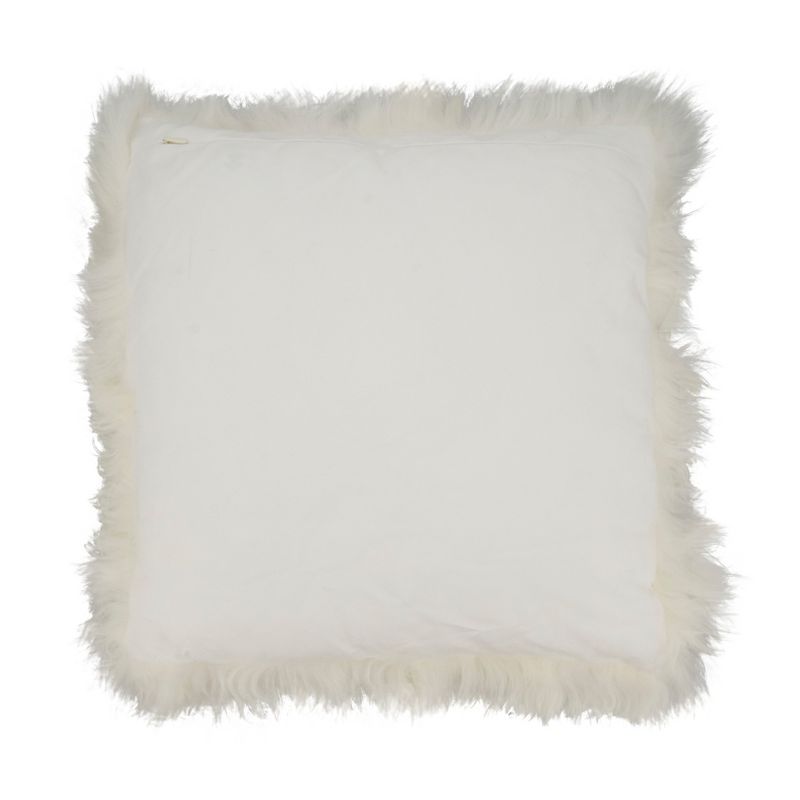 Saro Lifestyle Wildly Cozy Llama Fur Poly Filled Throw Pillow with Lamb Fur Border, 2 of 3