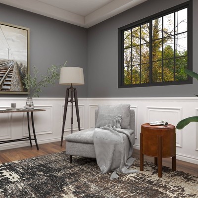 Industrial Brown Wood Tripod Floor Lamp with Empire Shade