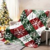 Lomsoe Red & Green Plaid Snowflake Christmas Blanket - Soft Flannel Throw for Bed, Couch, Travel & Holiday Gifts, Christmas Throw Blanket. - 3 of 4