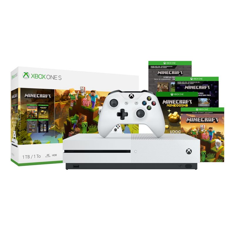 Xbox One S 1TB Minecraft Bundle White, 1 of 9