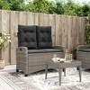 vidaXL Reclining Patio Bench with Cushions Outdoor Furniture Gray Poly Rattan - 2 of 4