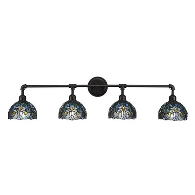 Toltec Lighting Vintage 4 - Light Vanity in  Dark Granite with 7" Turquoise Cypress Art Glass Shade
