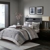 Kumasinova 7Pcs Luxurious Jacquard Comforter Set with Shams,Decor Pillows&Bed Skirt,Transitional Style Bedding Set,Machine Washable,Gray - 2 of 4