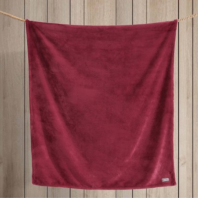 Luxurious Dark Red Sherpa 50"x60" Reversible Plush Throw