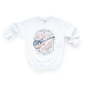 Simply Sage Market Women's Graphic Sweatshirt Nashville Flag Guitar - 1 of 2