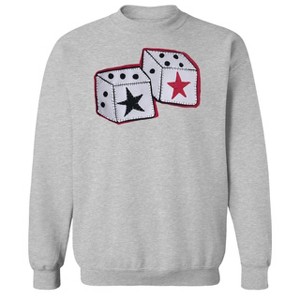 Rerun Island Men's Embroidery Dice Long Sleeve Graphic Cotton Pullover Sweatshirt - 1 of 4