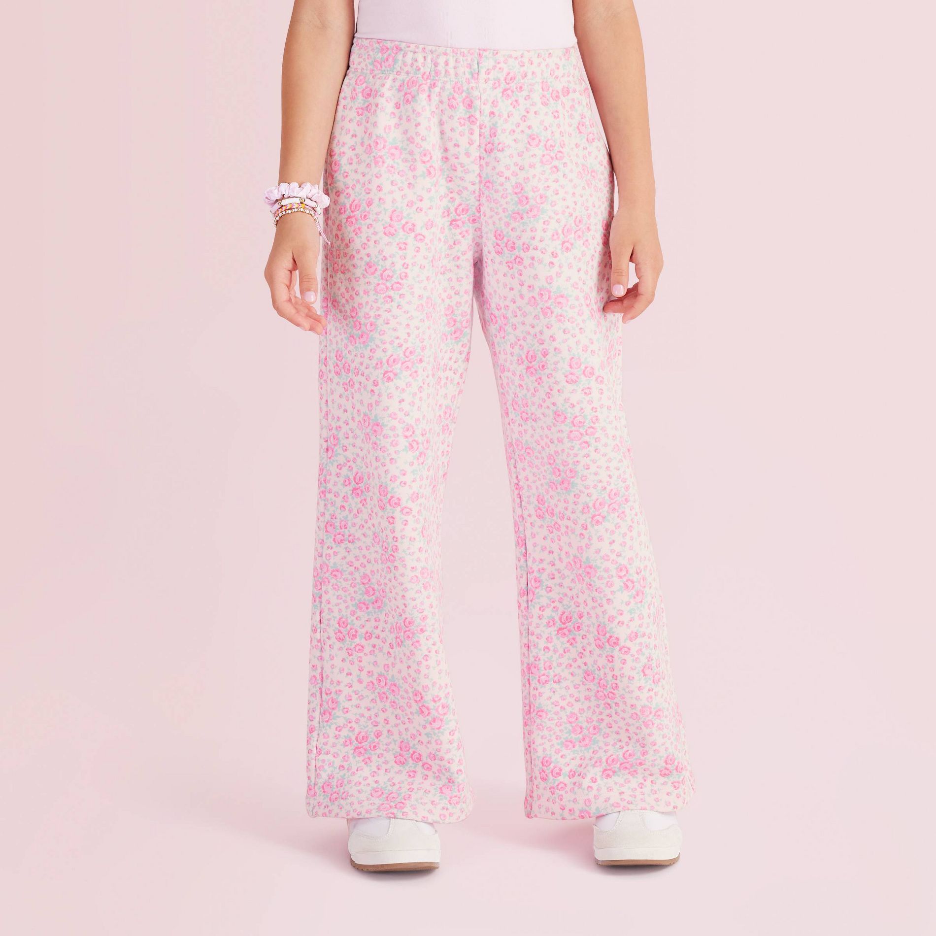 Girls' Esme Roseheart French Terry Wide Leg Sweatpants - LoveShackFancy x Target Rose Pink