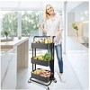 Wikineon 3 Tier Rolling Utility Cart Metal Organizer Cart with Handle,Mobile Trolley Cart for Kitchen Storage with Baskets and Wheels - 2 of 4