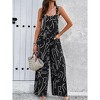 Women's Square Neck Overalls Printed Jumpsuit Loose Fit Wide Leg Jumpsuit With Pockets - 3 of 4