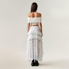 Anna-Kaci Women's Asymmetrical Lace Maxi Skirt with Ruffled Layers and High Slit - 3 of 4