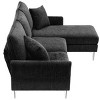 Dorsey 84"W Modern Chenille L-Shaped Reversible Chaise Lounge with 2 Pillows Hardwood Frame Convertible Sectional Sofas-Maison Boucle - 3 of 4