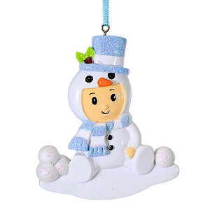 Polarx 4.0 Inch Snowman Baby Boy Christmas Tree Ornament , Christmas Decor Baby's First Christmas (1PC) - 1 of 4