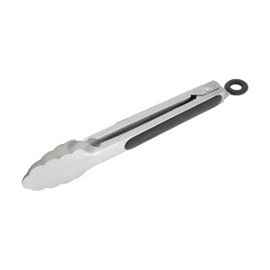 Unique Bargains Serving Tongs Lace Edge Food Tong 9-Inch Dishwasher Safe Stainless Steel Silicone 1Pcs - 1 of 3