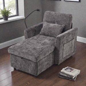 Mshliw Chenille Upholstered Recliner Chair, Single Sofa, Hidden Storage Compartment and Side Pockets for Living Room or Bedroom - 1 of 4