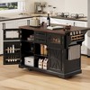 Whisen 54.9" Kitchen Island, Drop Leaf, Power Outlet, Cross Barn Doors & 4 Wheels - 2 of 4