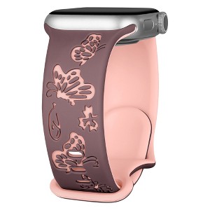 HTUTWOO Butterfly Engraved Apple Watch Band, Two-Tone Silicone Strap 38/40/41/42/44/45mm for iWatch Series 10 9 8 7 6 5 4 3 2 1 SE Ultra - 1 of 4