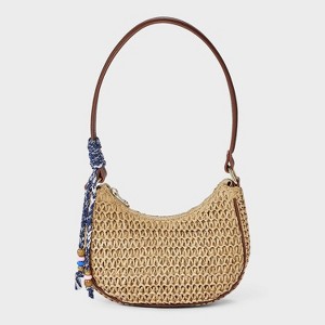 Straw Shoulder Bag with Charms - Universal Thread™ Tan : Target