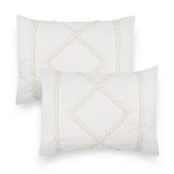 Sweet Jojo Designs Throw Pillow Covers Diamond Tuft Ivory 2pc