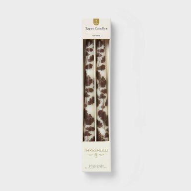 2pk Fall Taper Candle Set Brown Leaves  - Threshold™