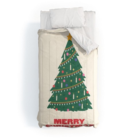 April Lane Art Merry Christmas Tree Comforter + Pillow Sham(s) - Deny Designs - image 1 of 3