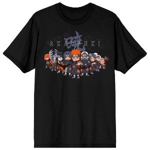 Naruto Shippuden Chibi Akatsuki Group Crew Neck Short Sleeve Men's Black T-shirt - 1 of 3