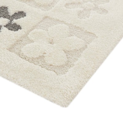 Gray and Off-White Rectangular Synthetic Kids' Rug