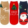 Wrapables Novelty Winter Warm Christmas Fuzzy Slipper Socks for Women (Set of 3), Santa - 3 of 4