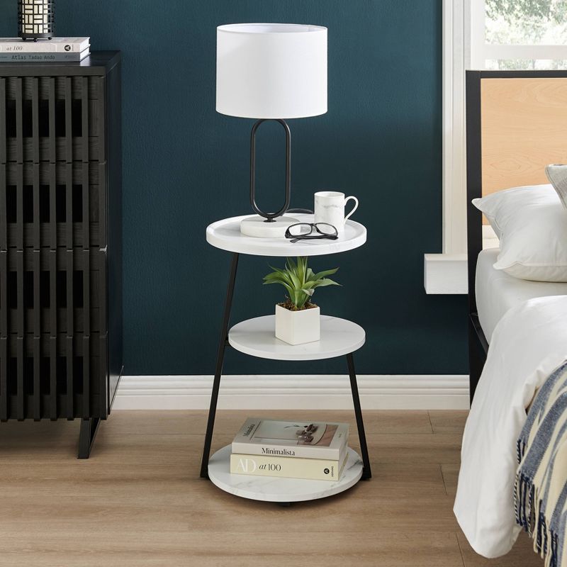 Danya B. 24"x16.6" Skylar Round 3 Tier Mid-Century Side Accent Table with Modern Pedestal Legs
, 5 of 15