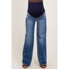 Pinkblush Blue Lightly Distressed Wide Leg Maternity Jeans - 2 of 4