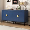 Elegant Vertical Stripe Cabinet with Robust Metal Legs and Semi-Circular Pulls - Ideal for Study, Entryway, and Living Room - 2 of 4