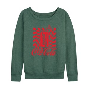 Women's - Coca-Cola - Warped Coke Can Lightweight French Terry Wide Neck Long Sleeve Shirt - 1 of 4