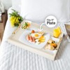 Attop 17x12in Ottoman Tray with Gold Handles Leather Decorative Wooden Serving Tray for Bathroom Vanity All Occasions White - 3 of 4