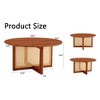 A Natural And Elegant Deep Red Wooden Coffee Table With Artificial Rattan Decorations - 4 of 4