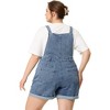 Agnes Orinda Women's Plus Size Adjustable Strap Pocket Roll Hem Denim Overall Jean Shorts - 4 of 4
