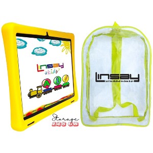 LINSAY 10.1"Octa Core 128GB Storage Android 14 Tablet with Blue Kids Defender Case and Back Pack - 1 of 4