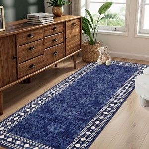 Runner for Hallway Washable Kitchen Rug Non Slip Vintage Farmhouse Soft Grey Low Pile for Living Room Bedroom Decor Nursery - 1 of 4