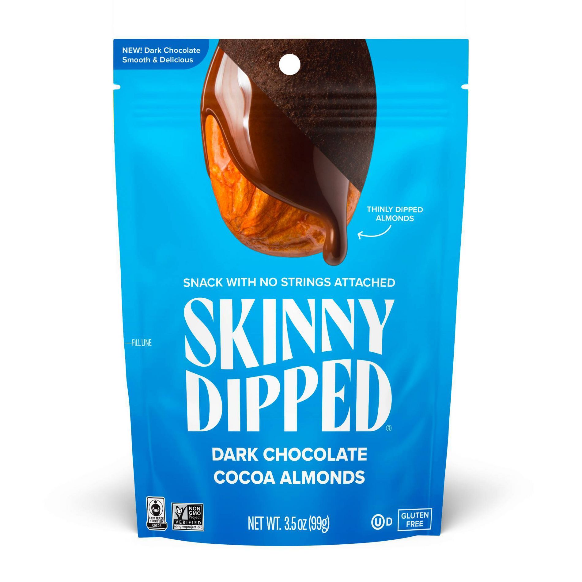 SkinnyDipped Dark Chocolate Candy Cocoa Almonds - 3.5oz