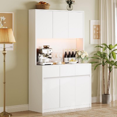 71" Kitchen Pantry Cabinet, Microwave Stand Hutch with Drawers & Adjustable Shelves, Modern Buffet Storage Cabinet for Kitchen & Dining Room