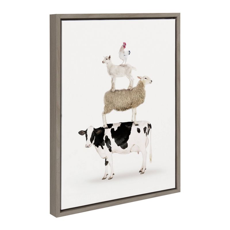 18&#34; x 24&#34; Sylvie Stacked Farm Animals Framed Canvas Wall Art by Amy Peterson Gray - Kate and Laurel, 3 of 7