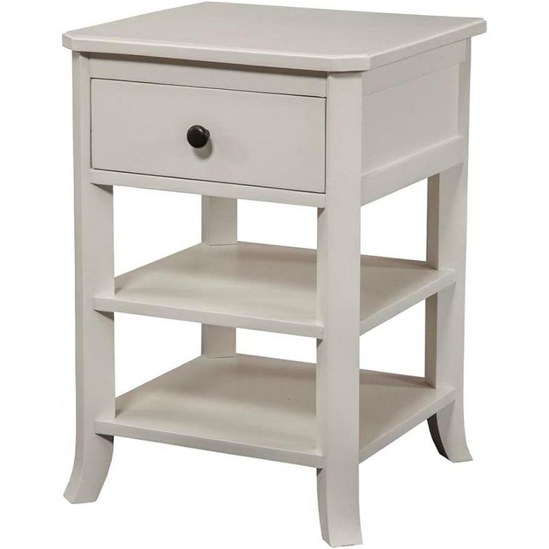 Baker Nightstand with Drawer and 2 Open Shelves in White Finish, 1 of 2
