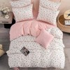 Queen Floral Duvet Cover Set, 3 Pieces, Pink Garden Style, Soft Microfiber, Zipper Closure - 4 of 4