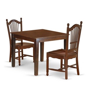 HomeStock 3-Piece Mahogany Finish Square Solid Wood Top Dining Table Set - 1 of 4