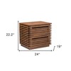 HomeRoots 22" Brown Wood Block End Table With Two Drawers - 3 of 4