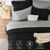 Black Queen Bed Set - 7 Piece Boho Design with Black Grey Comforter, Sheets Shams - 3 of 4