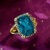Ross-Simons 9.75 Carat London Blue Topaz and .30 ct. t.w. Blue Diamond Ring in 14kt Yellow Gold - 4 of 4