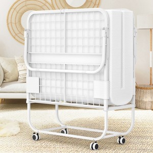 Aheaplus Folding Bed with Mattress, Rollaway Bed with Metal Frame - 1 of 4