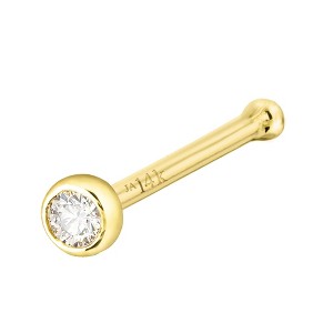 Jewelry Avalanche 22G 14K Gold Bezel-set Diamond Ball-end Nose Stud - 1 of 4