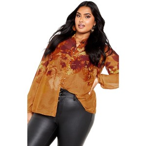 Avenue Women's Plus Size Iris Placement Shirt - 1 of 4